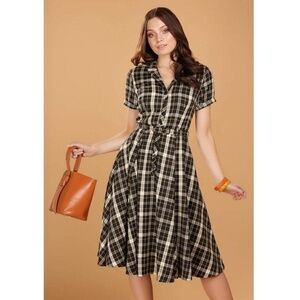 Collectif Yellow Plaid Dress